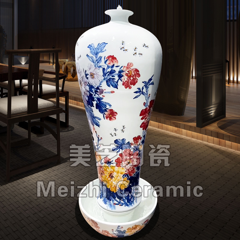 景德镇陶瓷加湿器花瓶流水器静音喷水缸别墅客厅喷泉循环水流摆件