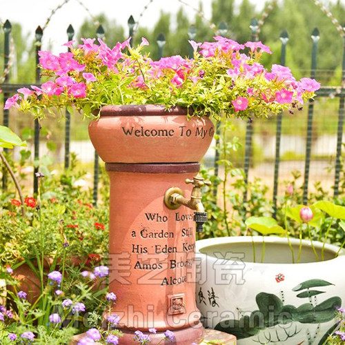 水栓水龙头陶罐流水花盆洗手盆