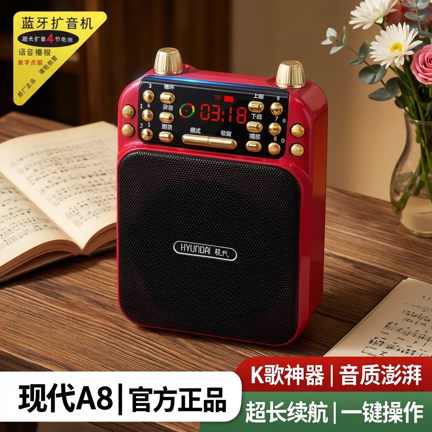 HYUNDAI/现代 A8收音机老人专用大音量播放器老年蓝牙音响小音箱