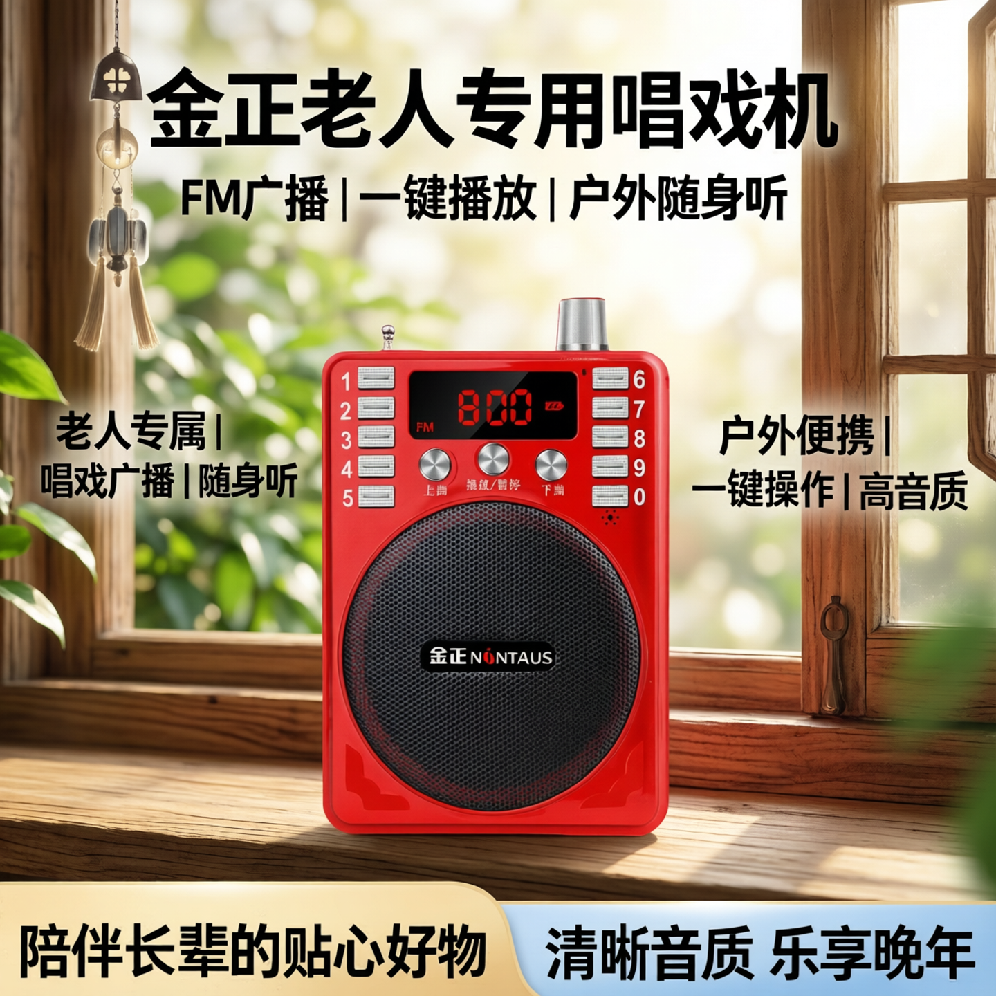 金正收音机老人专用唱戏机老年人随身听广播户外音响播放器一体机