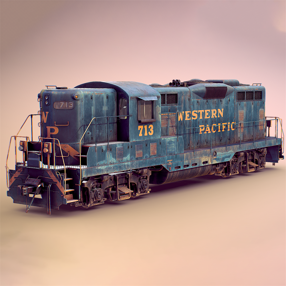 3D模型 EMD GP7西太平洋713 fbx原始格式 /usdz  /gltf  /glb