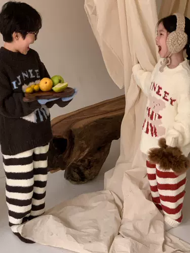 Детская демисезонная пижама, флисовое термобелье для мальчиков подходит для мужчин и женщин, бархатный комплект, увеличенная толщина, с медвежатами, семейный стиль