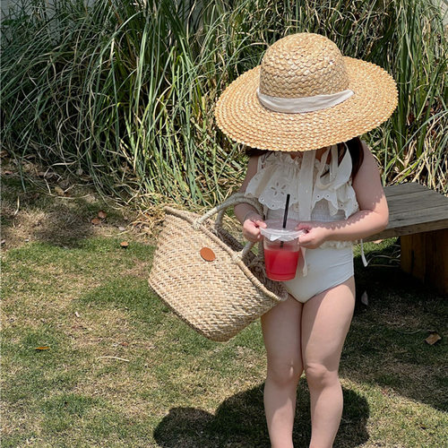 女童连体泳衣蕾丝花边吊带泳装