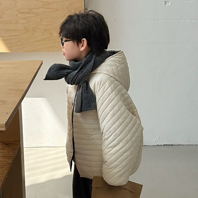 男童冬季韩版连帽加厚双面穿棉服