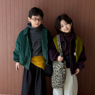 男童冬季复古风灯芯绒夹棉外套潮