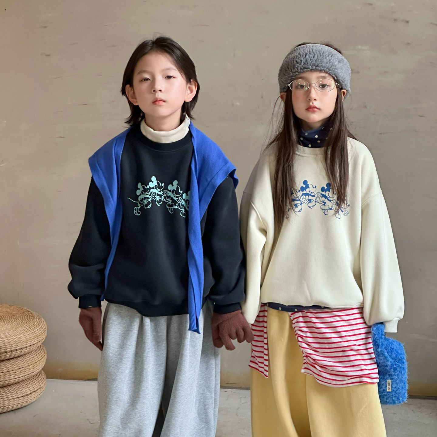 儿童卫衣2025冬季男女童韩版卡通加绒加厚套头衫男孩宽松圆领上衣