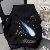 卫衣 日系流星印花休闲男女童装 新款 中大童加绒连帽卫衣秋冬款