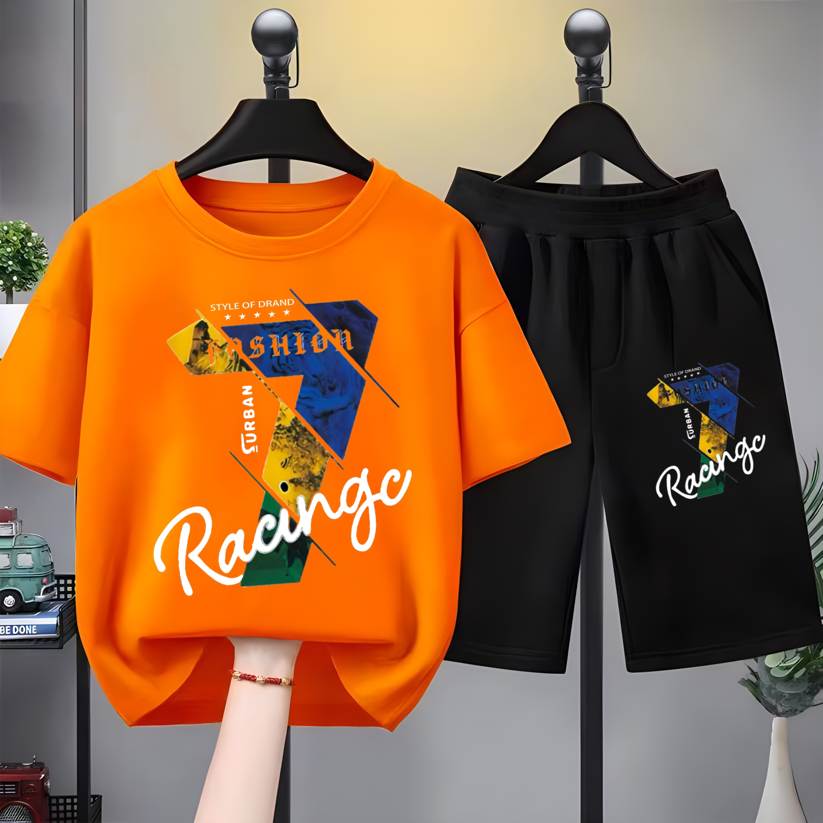 2025新款男童儿童夏装短袖短裤中大童男孩韩版痞帅运动儿童套装