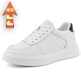 男潮鞋秋季透气韩版百搭压花隐形内增高厚底小白鞋男运动休闲板鞋