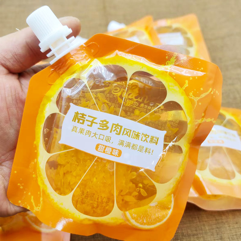 良子果浦网红爆款汾汉桔子汁汁多肉风可吸味饮料甜橙味童休闲零食