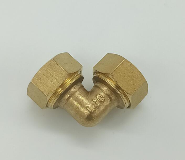 灵龙铝塑管等径弯头黄铜家装暗装