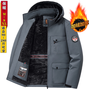 冲锋衣连帽保暖棉衣冬装 2025新款 外套秋冬季 工装 加绒加厚夹克男士