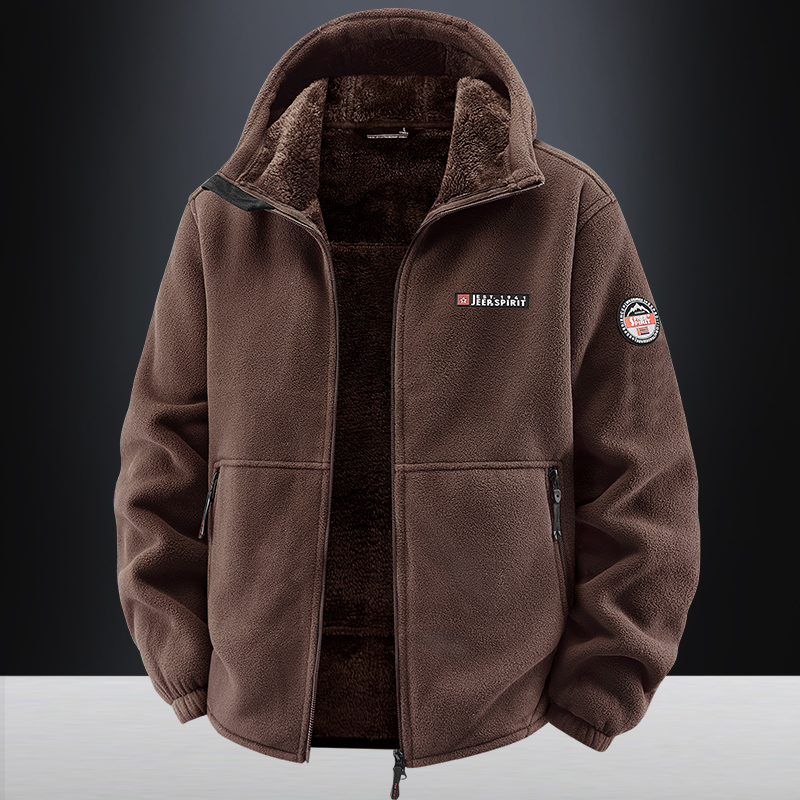 青年双面绒卫衣男士秋冬季开衫连帽夹克摇粒绒外套加厚保暖抓绒衣