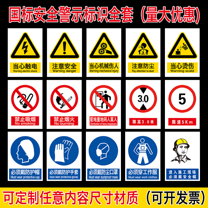 严禁烟火安全标识牌 禁止吸烟警告标志当心有电标示提示贴纸