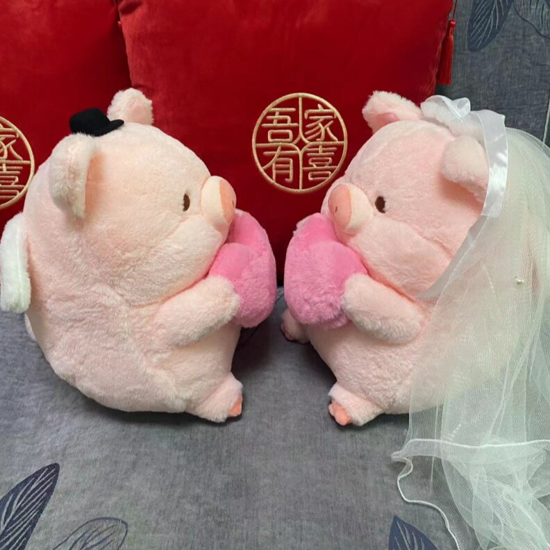 可爱猪猪毛绒公仔一对婚庆压床