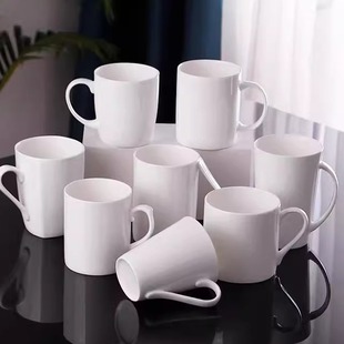 中秋礼品骨瓷水杯纯白家用杯子简约茶水杯马克杯可定制广告礼品杯
