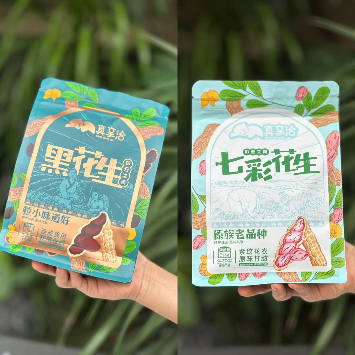 真享洽七彩花生黑花生野地生带壳生花生云南特产坚果原色原味