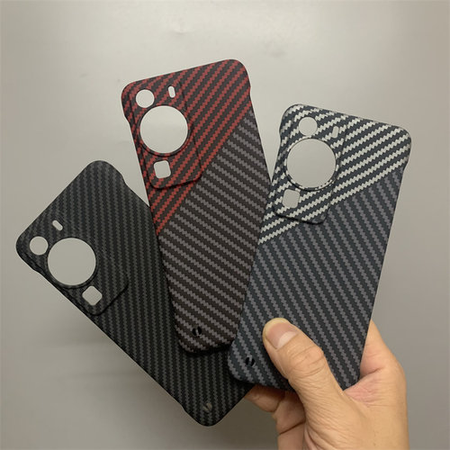 适用华为p60pro手机壳碳纤维huaweiP60凯夫拉无边框超薄轻薄半包硬壳防摔拼色潮流男个性创意5g包镜头保护套6