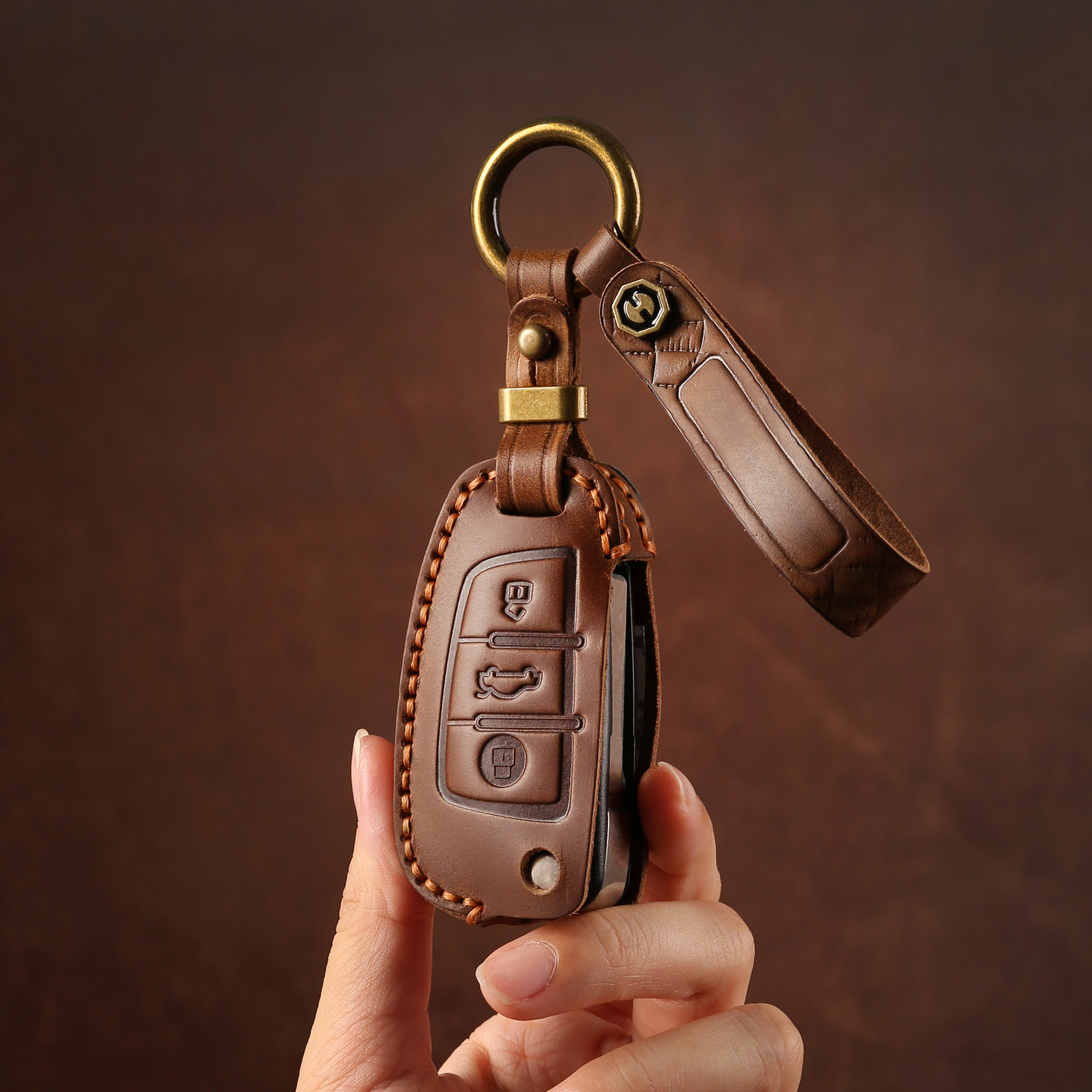 适用奥迪A3 Q3sportback A1 R8 TTS S3 Q2L真皮折叠钥匙套全包壳