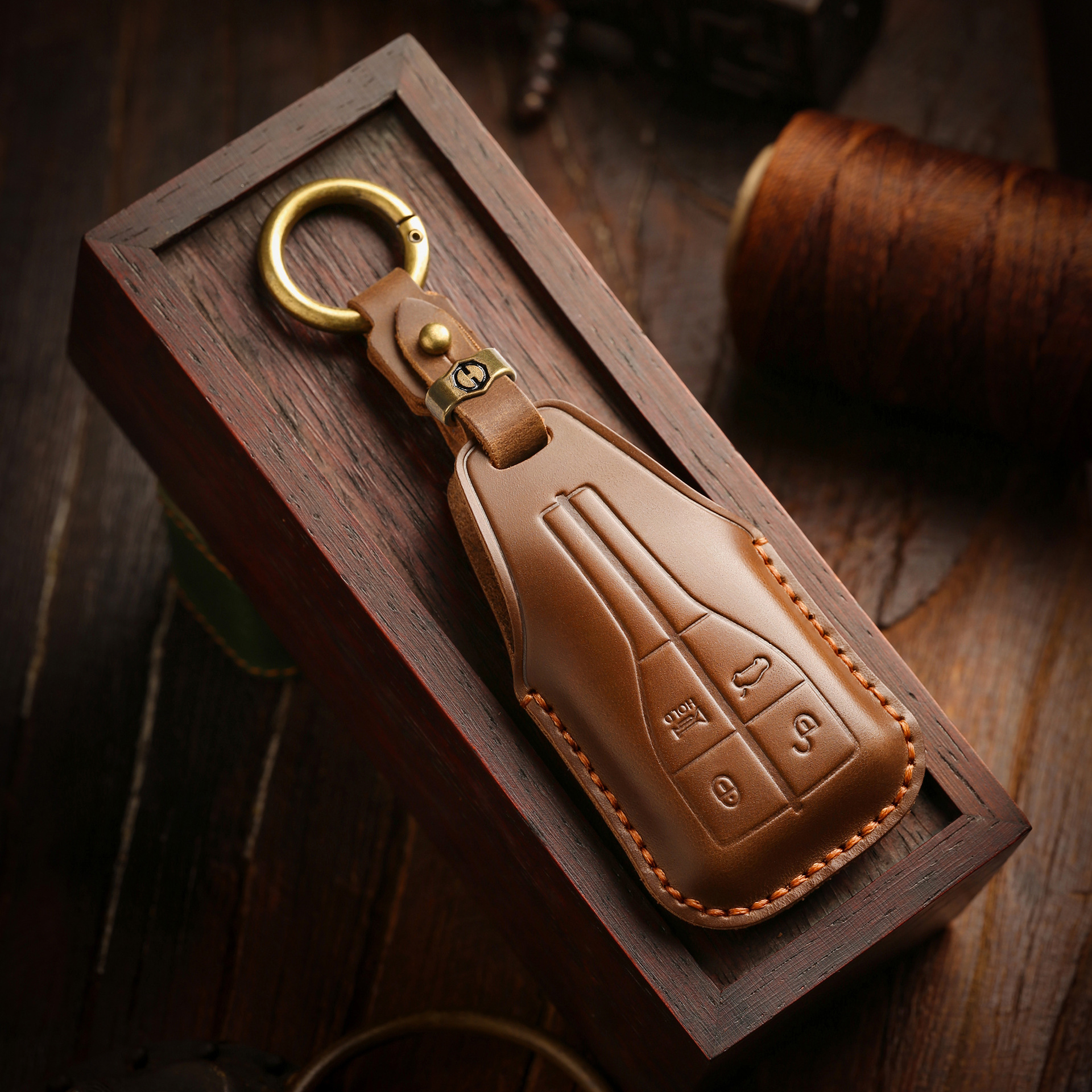 复古车用钥匙套适用红旗H5 H7 H9 hs7 HS9手工真皮钥匙包