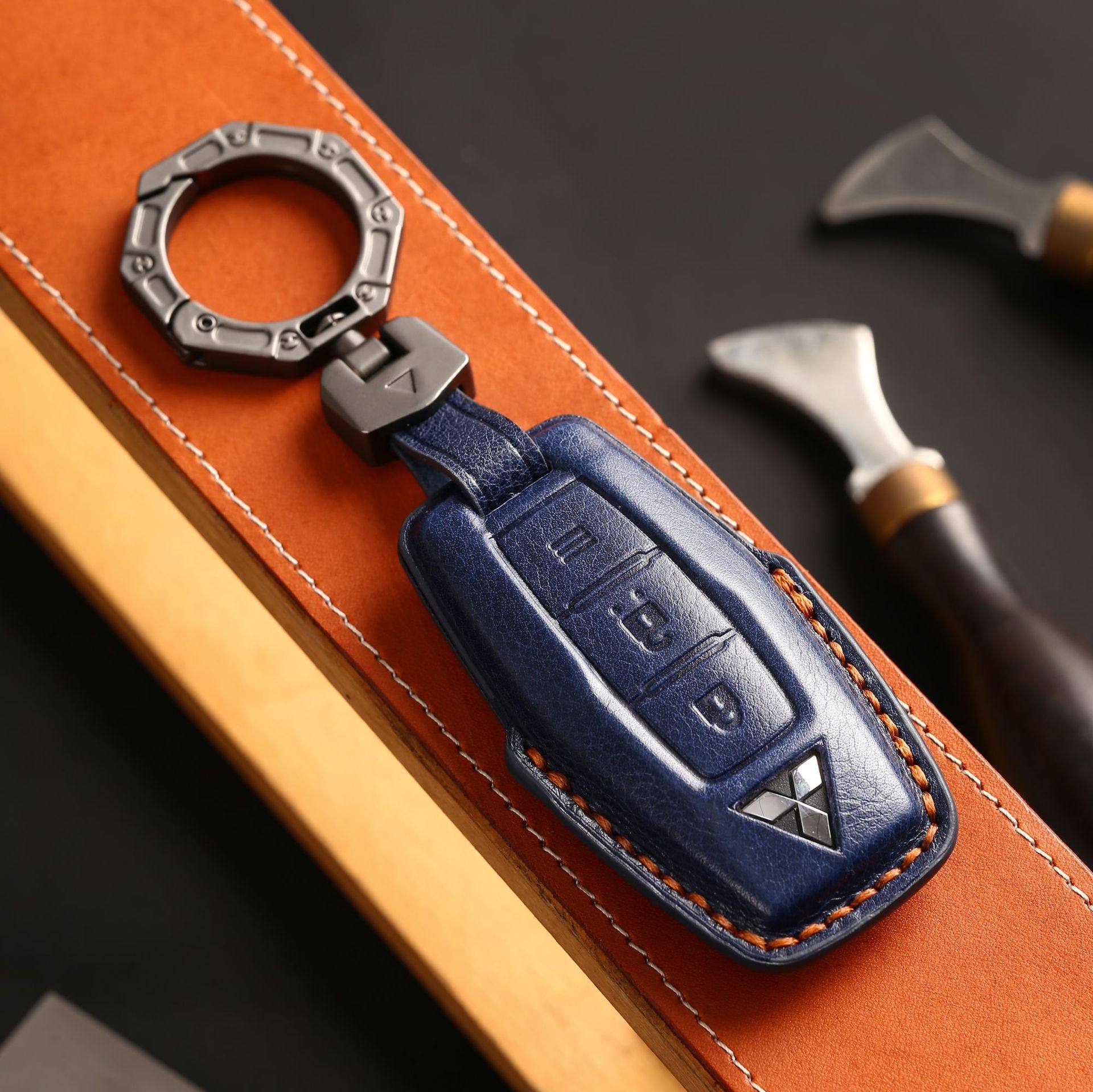 源头工厂汽车钥匙保护套适用于23款全新三菱钥匙包纯手工真牛皮套