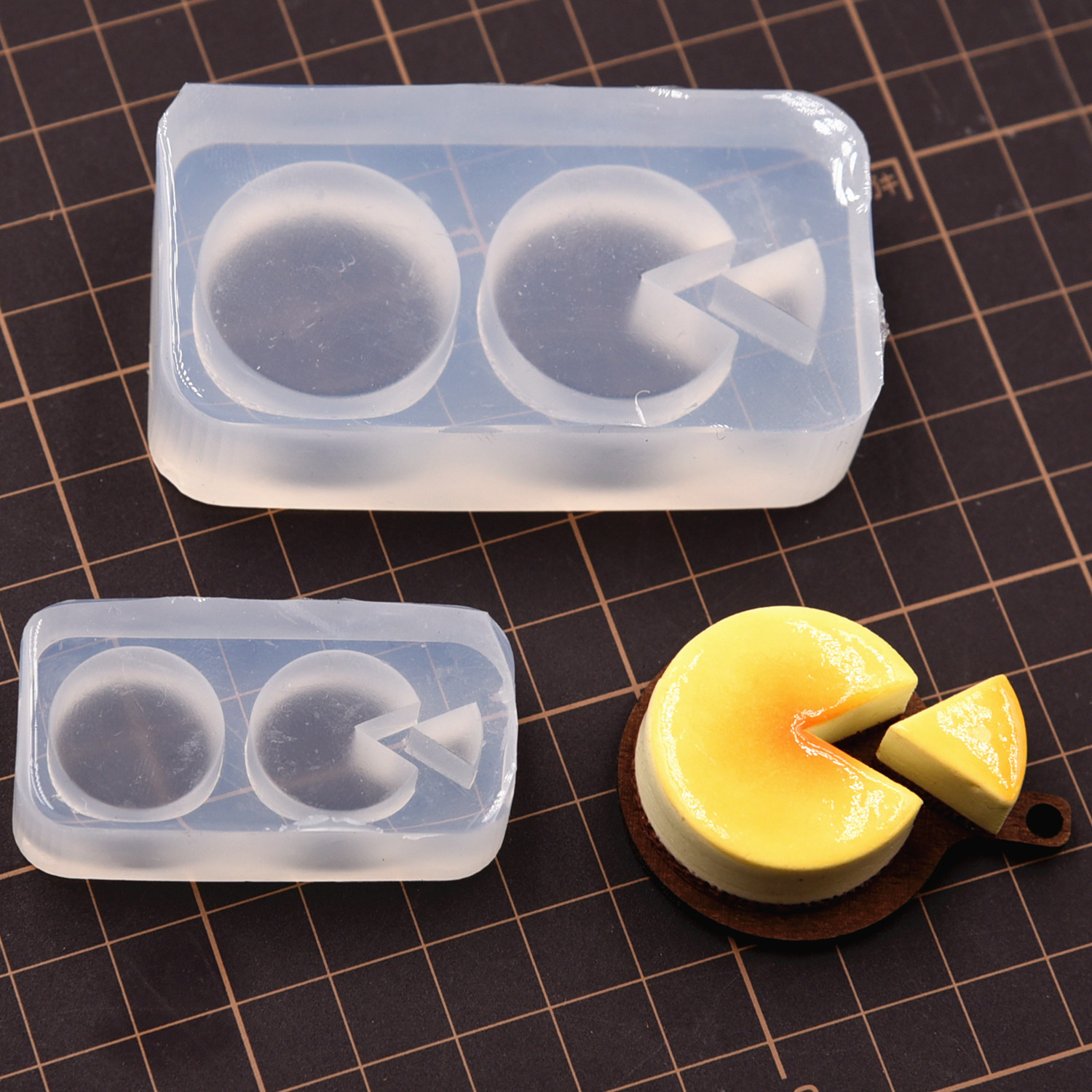 手工粘土食玩蛋糕底托滴胶模具 微缩仿真食物diy焦糖蛋糕硅胶模具