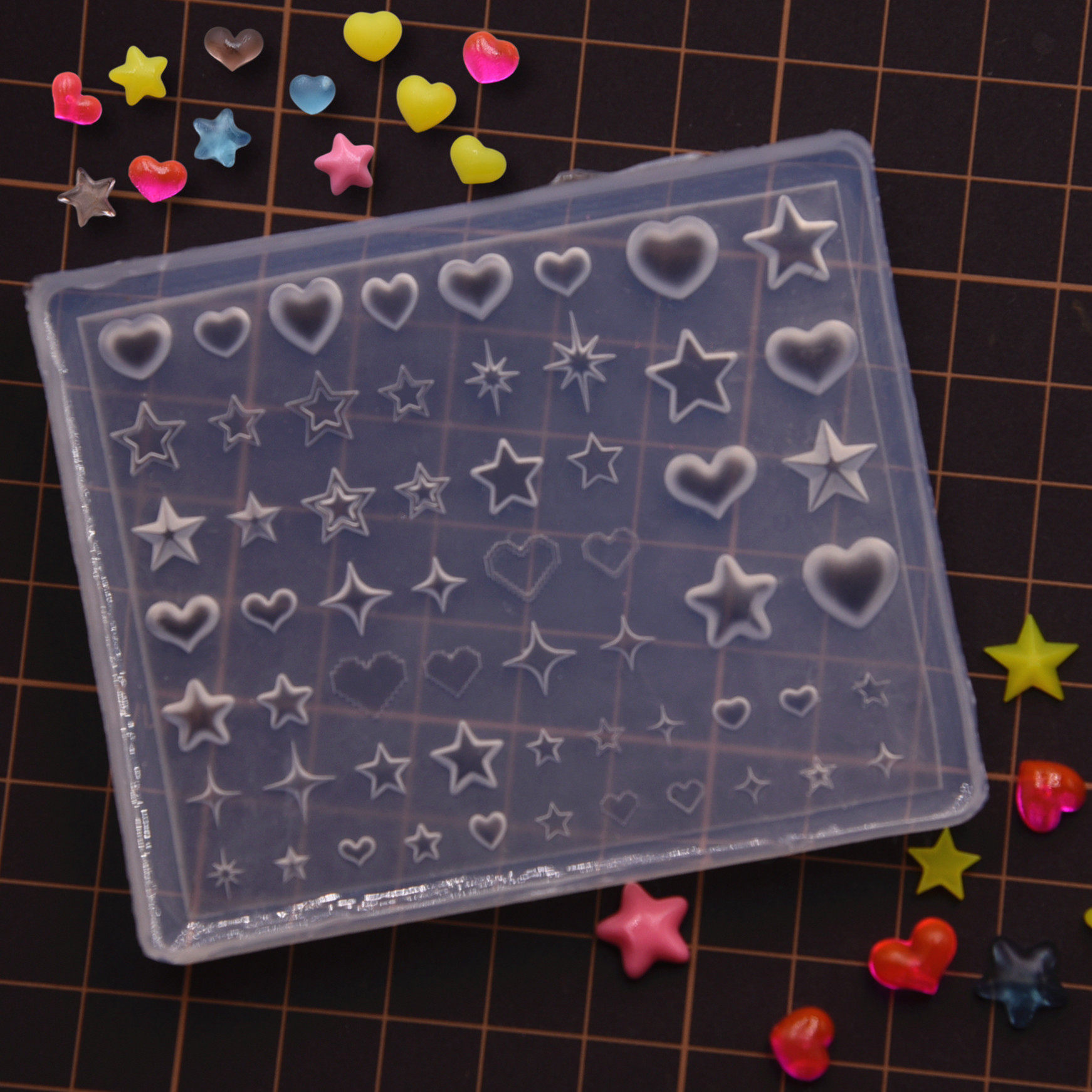 微缩食玩美甲系列爱心五角星硅胶模具 手工粘土爱心滴胶diy软陶模