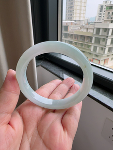天然翡翠缅甸A货56圈冰糯种水润睛底宽边手镯尺寸55.9 7.9mm 9.8