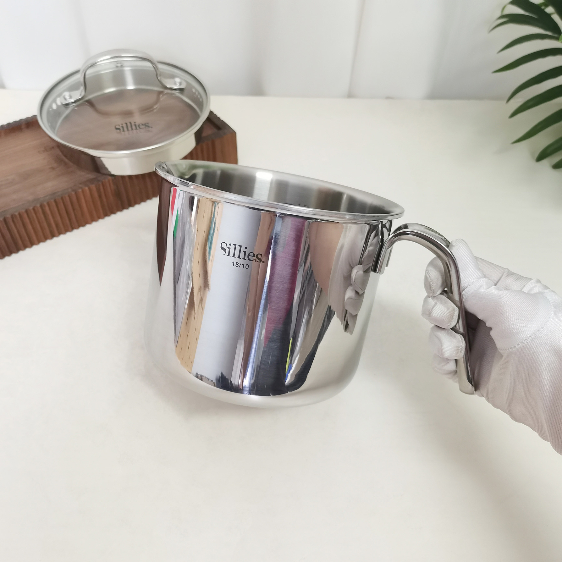 18/10不锈钢奶锅奶杯辅食锅煮面锅提手泡奶煲燃气电磁炉通用14cm