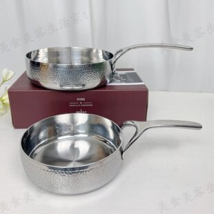 高颜值不锈钢锤纹煎锅无涂层牛排煎炒锅20/24/28cm燃气灶电磁炉用