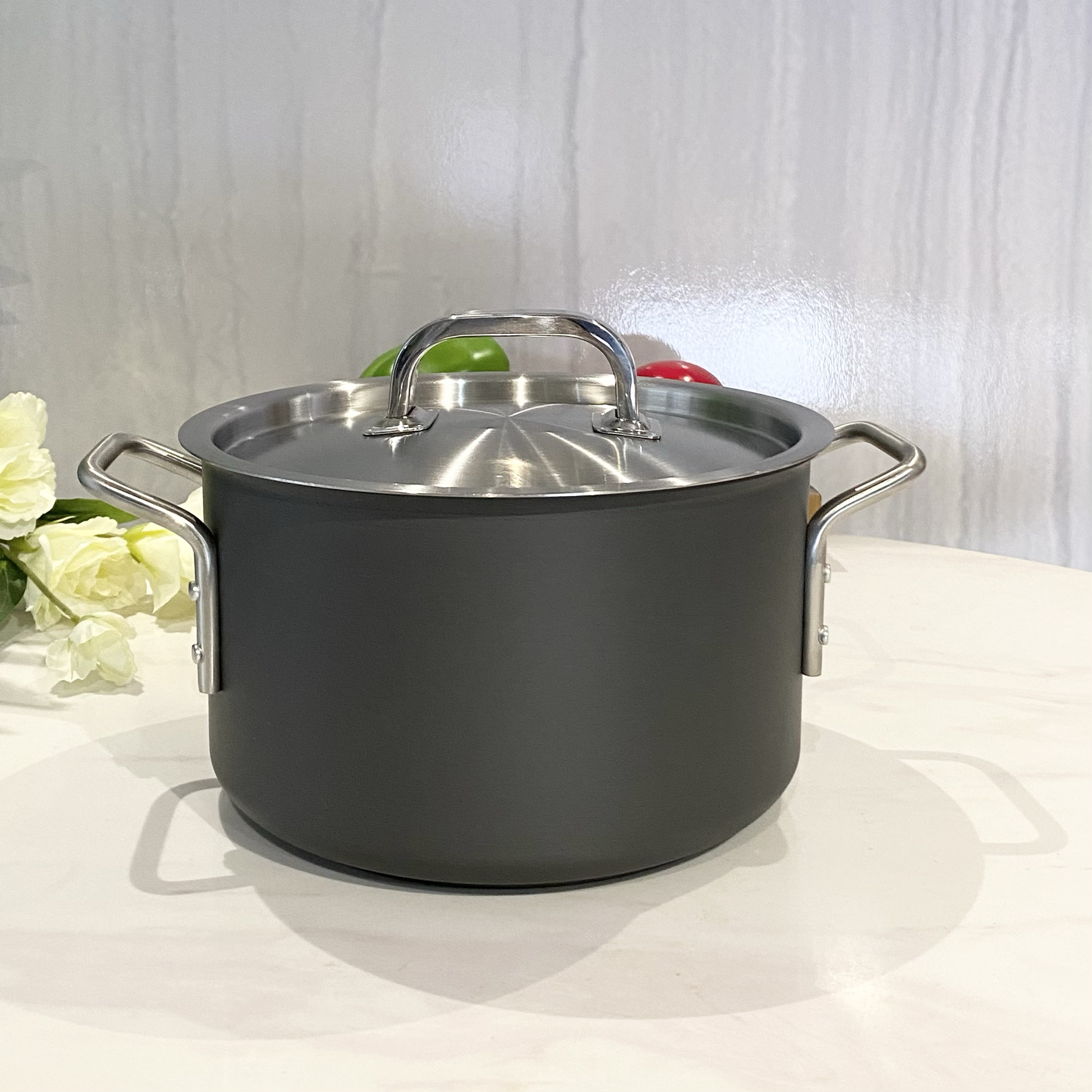 外贸丹麦eva阳极氧化汤锅双耳