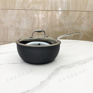 单身小炒锅涂层煎炒锅24cm硬质阳极氧化铝炒菜锅不粘锅燃气灶可用