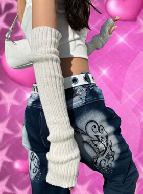 y2kslut外贸ins欧美冬季保暖针织弹力指洞袖套手臂套Arm warmers