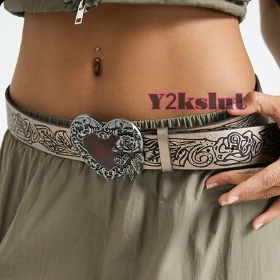 Love Gothic Punk Retro Relief y2k Vintage PU Painting Belt