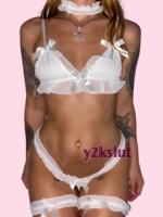 y2kslut European and American ins Hot Girl Sweetheart Bow Ruffled Sexy Lingerie Bra garter set thumbnail 6