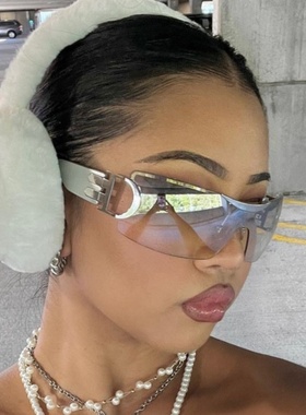 欧美ins外贸y2k辣妹穿搭街拍时尚连体墨镜vintage中古太阳眼镜女