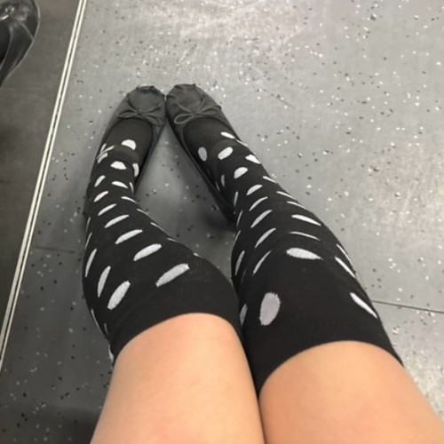 Y2kslut外贸ins个性小众时髦复古美式辣妹四季针织波点过膝长筒袜