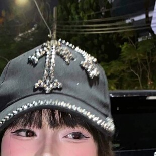 y2kslut哥特朋克镶钻亚文化十字架个性 小众棒球帽鸭舌帽女帽子