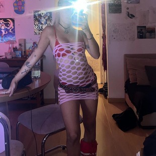 y2kslut欧美ins外贸辣妹性感洞洞包臀网衣抹胸短裙mini弹力睡裙