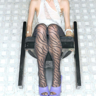 y2kslut欧美性感银丝辣妹小众个性 复古y2k斑马纹丝袜打底袜 美式