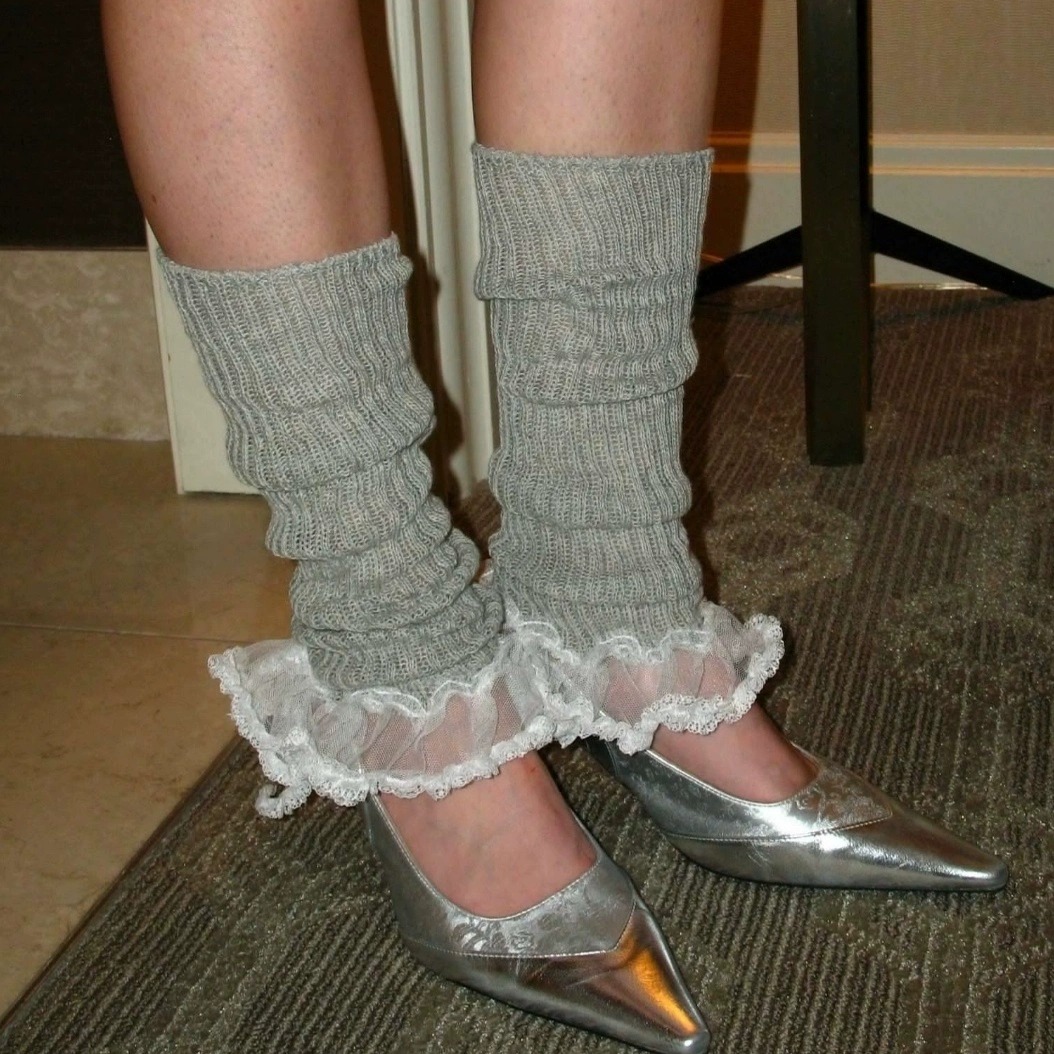 y2kslut Mesh Lace-edged Knit Leg Warmer