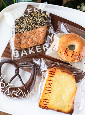 面包包装袋贝果欧包单独英文吐司袋可颂打包透明烘焙自粘袋自封袋