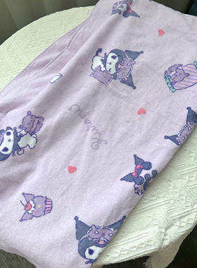 大浴巾纯棉库洛米女柔软吸水 水世界游泳披肩紫色76*156cm