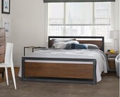 美式 做旧实木床 实木双人床 乡村loft复古铁艺实木床 工业铁艺床