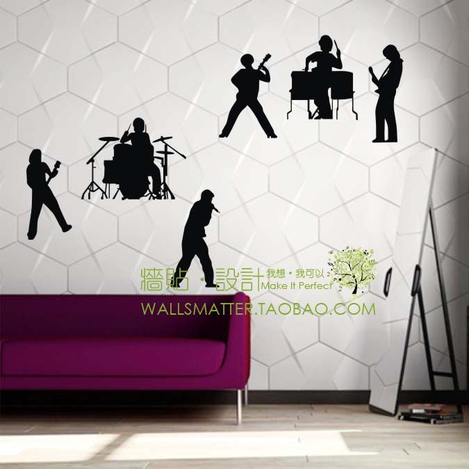樂團架子鼓手BAND隊音樂教室學校培訓ktv樂器琴房搖滾客廳牆貼紙在類目 家居飾品, 貼飾, 牆貼中 - 來自Buy2taobao.com提供專業的淘寶代購服務
