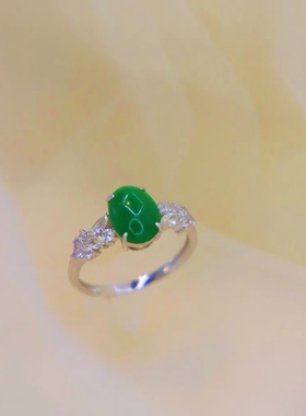 镶嵌戒指指环玫瑰翡翠18K金