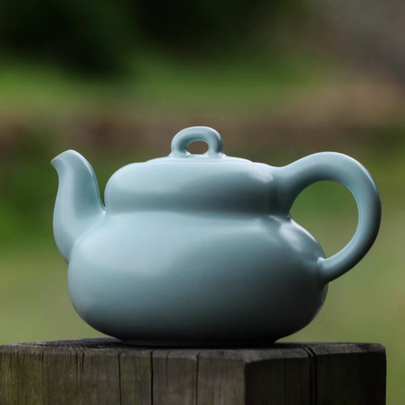 元本道福禄壶 汝窑开片高端茶壶 天青色陶瓷功夫茶壶240ML
