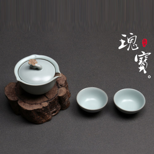 元本道玛瑙入釉汝窑梅花功夫茶具