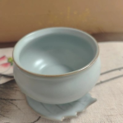 元本道汝窑开片可养小茶洗 汝瓷陶瓷茶洗200ml