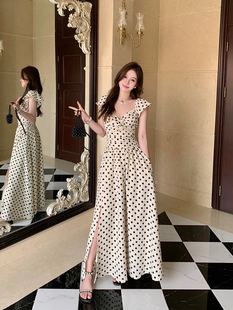 新款 高级感波点连衣裙夏季 褶皱收腰显瘦气质长裙 女装 2026年大码